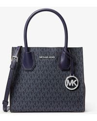 Michael Kors Outlet - Mk Borsa A Tracolla Mercer Media Con Stampa Logo E Soffietti - Lyst