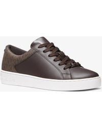 MICHAEL Michael Kors - Mk Keaton Leather And Signature Logo Trainers - Lyst