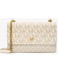 Michael Kors Outlet - Mk Abbott Medium Signature Logo Shoulder Bag - Lyst