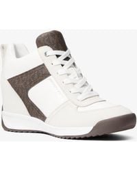 MICHAEL Michael Kors - Mk Nikko S2 Suede And Leather Wedge Trainer - Lyst