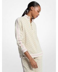 Michael Kors - Logo Print Metallic Stretch Knit Half-Zip Jacket - Lyst