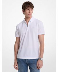 Michael Kors - Mk Cotton Blend Piqué Zip-Up Polo Shirt - Lyst