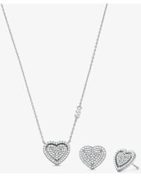 Michael Kors - Precious Metal-Plated Sterling Pavé Heart Necklace And Earrings Gift Set - Lyst