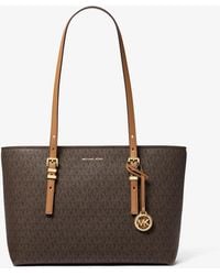 MICHAEL Michael Kors - Quinn Medium Signature Logo And Leather Tote Bag - Lyst