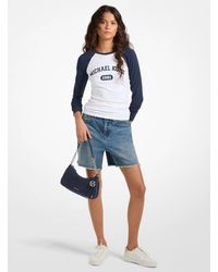 MICHAEL Michael Kors - Mk Graphic Logo Stretch Cotton Baseball T-Shirt - Lyst