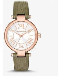 Michael Kors - Laney Rose Gold-tone And Lizard Embossed Leather Watch - Lyst