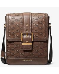 Michael Kors - Colby Logo Embossed Burnished Leather Messenger Bag - Lyst