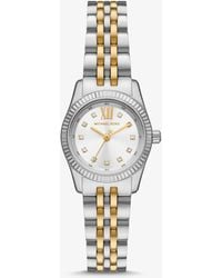 Michael Kors - Mk Petite Lexington Pavé Two-Tone Watch - Lyst