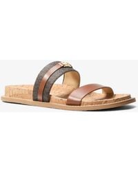 MICHAEL Michael Kors - Mk Mandy Signature Logo Flat Sandal - Lyst