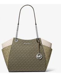Michael Kors - Jet Set Large Color-Block Signature Logo Shoulder Bag - Lyst