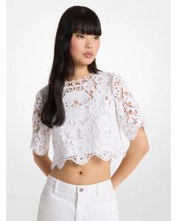 MICHAEL Michael Kors - Mk Corded Floral Lace Cropped Blouse - Lyst