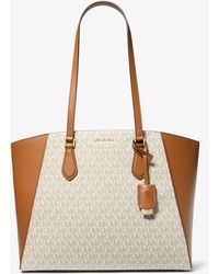 MICHAEL Michael Kors - Taryn Large Signature Logo And Leather Tote Bag - Lyst