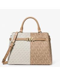 Michael Kors - Reed Large Two-tone Graphic Logo Belted Satchel - Lyst