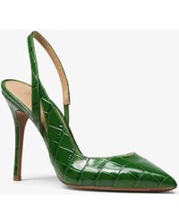 Michael Kors Eliza Crocodile-embossed Leather Pump - Green