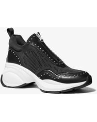 MICHAEL Michael Kors - Zuma Studded Mixed-Media Trainer - Lyst
