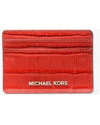 Michael Kors - Mk Jet Set Small Crocodile Embossed Leather Card Case - Lyst