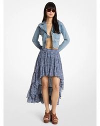 MICHAEL Michael Kors - Floral Print Georgette High-Low Skirt - Lyst
