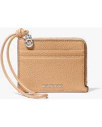 MICHAEL Michael Kors - Mk Jet Set Small Pebbled Leather Card Case Wristlet - Lyst