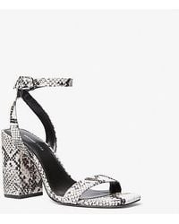 Michael Kors - Merriam Snake Embossed Leather Block Heel Sandal - Lyst