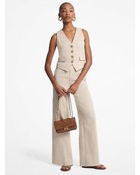 MICHAEL Michael Kors - Mk Linen And Cotton Twill Wide Leg Trousers - Lyst