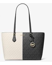 Michael Kors - Sheila Large Two-Tone Signature Logo Tote Bag - Lyst