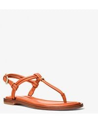 Michael Kors - Astra Leather T-Strap Sandal - Lyst
