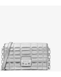 Michael Kors - Mk Tribeca Large Metallic Leather Convertible Crossbody Bag - Lyst