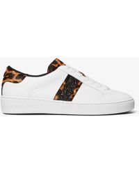 michael michael kors olympia leopard calf hair and leather trainer