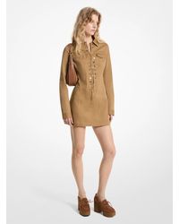 MICHAEL Michael Kors - Mk Stretch Organic Cotton Lace-Up Dress - Lyst