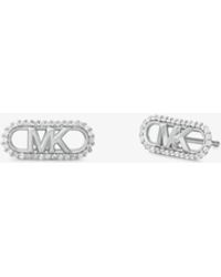 Michael Kors - Precious Metal-plated Sterling Silver Pavé Empire Logo Earrings - Lyst