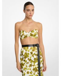 Michael Kors - Mk Floral Chiné Satin Duchesse Bandeau Top - Lyst