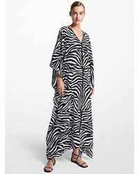 Michael Kors - Mk Zebra Silk Crepe De Chine Caftan Dress - Lyst