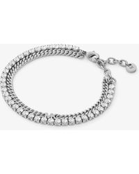 Michael Kors - Mk Precious Metal-Plated Brass Double Chain Tennis Bracelet - Lyst