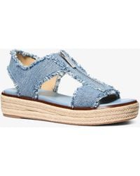 MICHAEL Michael Kors - Mk Berkley Frayed Denim Espadrille Sandal - Lyst