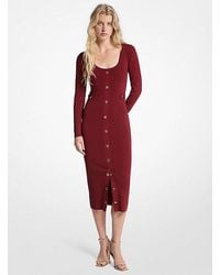 Michael Kors - Ribbed Stretch Viscose Midi Dress - Lyst