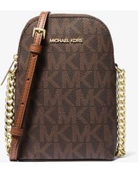 Michael Kors Outlet - Mk Small Signature Logo Smartphone Crossbody Bag - Lyst