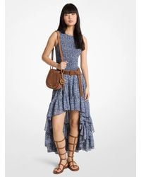 MICHAEL Michael Kors - Smocked Floral Print Georgette High-Low Dress - Lyst