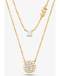 Michael Kors - Mk Precious Metal-Plated Sterling Pavé Disc Layering Necklace - Lyst