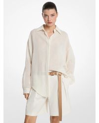 Michael Kors - Mk Linen Crepe Gauze Boyfriend Shirt - Lyst