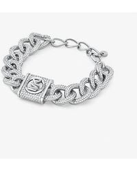 Michael Kors - Precious Metal-plated Brass Pavé Lock Curb Link Bracelet - Lyst