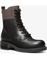 MICHAEL Michael Kors - Mk Lyle Leather And Signature Logo Combat Boot - Lyst