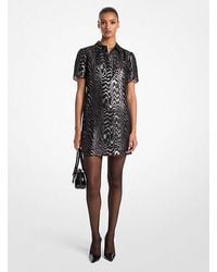 Michael Kors - Metallic Moiré Silk Blend T-Shirt Dress - Lyst