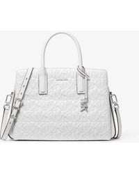 MICHAEL Michael Kors - Mk Laila Medium Logo Embossed Satchel - Lyst