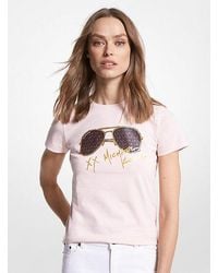 Michael Kors - Logo Aviator Print Organic Cotton T-shirt - Lyst