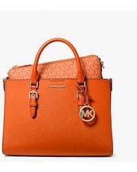 Michael Kors - Charlotte Medium 2-in-1 Saffiano Leather And Logo Tote Bag - Lyst