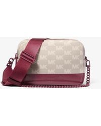 Michael Kors - Bryant Medium Two-Tone Logo Jacquard And Leather Camera Crossbody Bag - Lyst