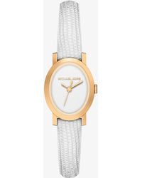 Michael Kors - Petite Maude-Tone And Lizard Embossed Leather Watch - Lyst