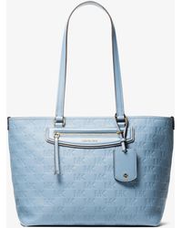 Michael Kors - Mk Jet Set Travel Medium Logo Embossed Leather Tote Bag - Lyst
