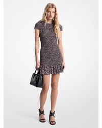 MICHAEL Michael Kors - Mkvestido Fruncido De Georgette Con Estampado Floral - Lyst