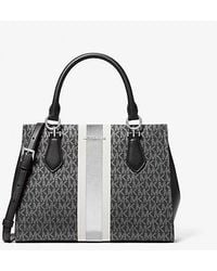 Michael Kors - Marilyn Medium Signature Logo Stripe Satchel - Lyst